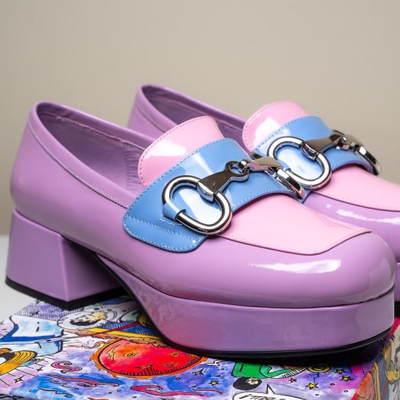 NEW 💕 Jeffrey Campbell Student 2 Platform Loafer Patent Leather Liliac - Picture 14 of 17